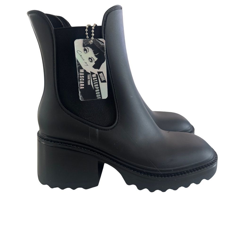 Circus by Sam Edelman Katrina Waterproof Chelsea Rain Boots Black 6M NWOB Lug